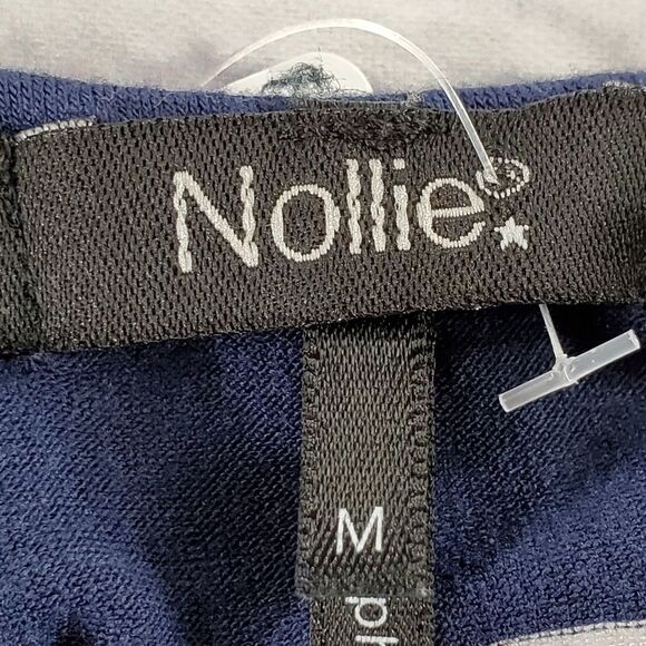 🔺️Nollie Blue & White Striped Scoop Neck Top Medium - Picture 6 of 8